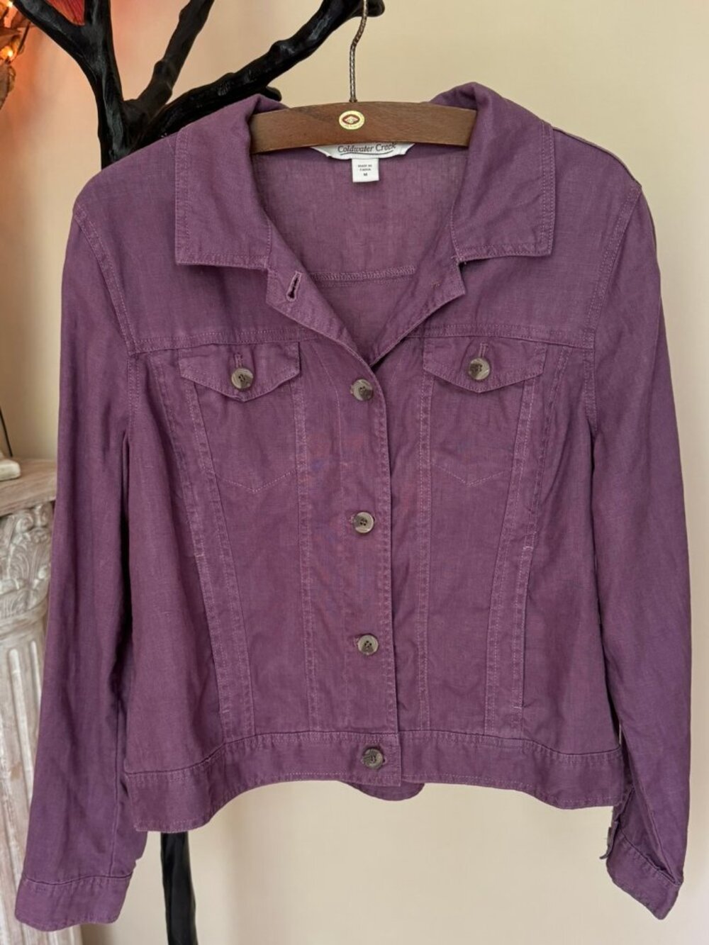 Coldwater Creek M Linen jean style jacket lilac